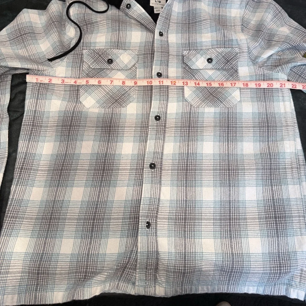 🔥Element Skateboarding Men's Hooded Plaid Button-Up Shirt Jacket Size L EC🔥
